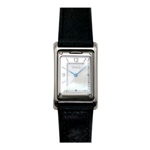 שעון Vario VERSA דו-זמן כפול כסוף-לבן עם אם פנינה