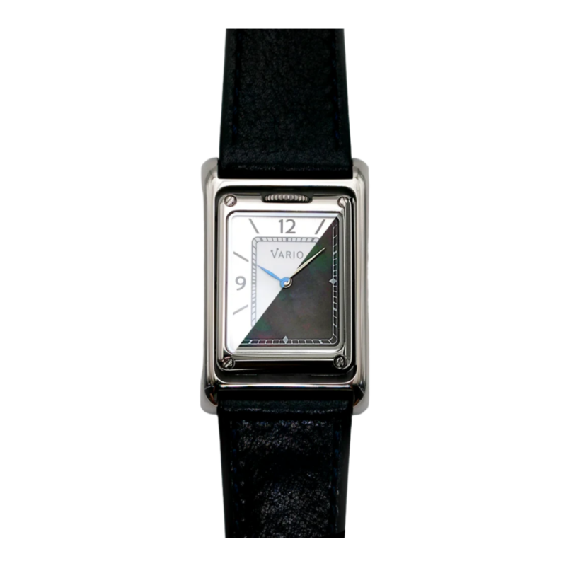 Vario VERSA Reversible Dual Time Silver-Black Mother of Pearl Watch