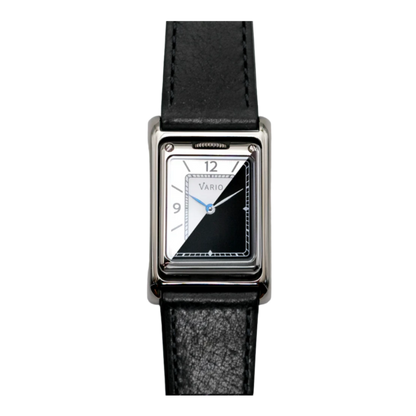 Vario VERSA Reversible Dual Time Silver-Black Watch