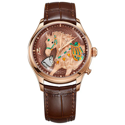 LUCKY HARVEY - HORSE CHIMING ALLOY GOLD BROWN