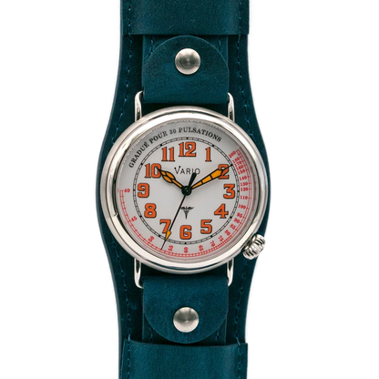 לוח מחוגים לבנים ממתכת Vario 1918 Medic עם זוהר כתום