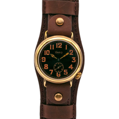 שעון Vario 1918 Trench עשוי פליז עם לוח זוהר שחור וכתום