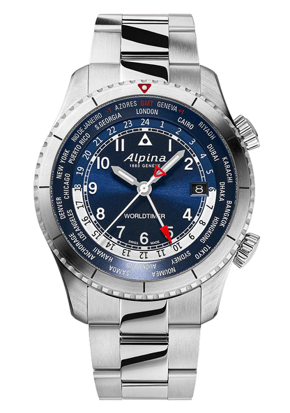 שעון Alpina Startimer Pilot קוורץ עולם טיימר 41 מ"מ